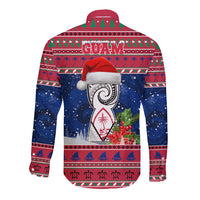 Guam Christmas Long Sleeve Button Shirt Guaman Seal Poinsettia Felis Pasgua LT05 - Polynesian Pride