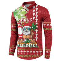 Personalised Hawaii Christmas Button Sweatshirt Funny Santa Claus Surf Mele Kalikimaka