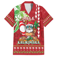 Personalised Hawaii Christmas Family Matching Off The Shoulder Long Sleeve Dress and Hawaiian Shirt Funny Santa Claus Surf Mele Kalikimaka