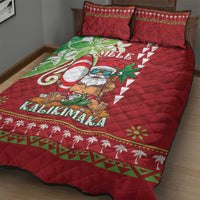 Hawaii Christmas Quilt Bed Set Funny Santa Claus Surf Mele Kalikimaka