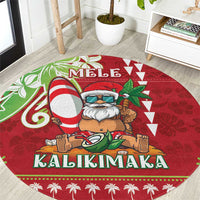 Hawaii Christmas Round Carpet Funny Santa Claus Surf Mele Kalikimaka LT05 Red - Polynesian Pride