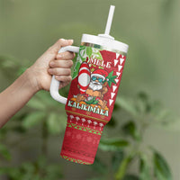Personalised Hawaii Christmas Tumbler With Handle Funny Santa Claus Surf Mele Kalikimaka