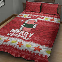 Hawaii Funny Christmas Quilt Bed Set Spam Musubi Santa