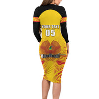 Papua New Guinea Rugby Custom Long Sleeve Bodycon Dress Kumul Pride Go Champions LT05 - Polynesian Pride