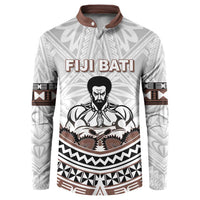 Fiji Rugby Custom Button Sweatshirt Fijian Bati Go Champions LT05 White - Polynesian Pride