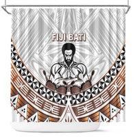 Fiji Rugby Shower Curtain Fijian Bati Go Champions LT05 White - Polynesian Pride