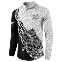 New Zealand Kiwi Rugby Custom Button Sweatshirt Go Champions Maori Pattern