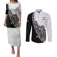 New Zealand Kiwi Rugby Custom Couples Matching Puletasi and Long Sleeve Button Shirt Go Champions Maori Pattern