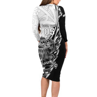 New Zealand Kiwi Rugby Custom Long Sleeve Bodycon Dress Go Champions Maori Pattern