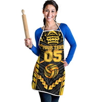 Custom Polynesia Beach Volleyball Apron Gold Polynesian Tribal Pattern - Polynesian Pride