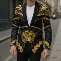 Custom Polynesia Beach Volleyball Blazer Gold Polynesian Tribal Pattern - Polynesian Pride