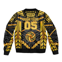 Custom Polynesia Beach Volleyball Bomber Jacket Gold Polynesian Tribal Pattern LT05 - Polynesian Pride