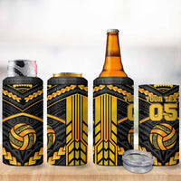 Custom Polynesia Beach Volleyball 4 in 1 Can Cooler Tumbler Gold Polynesian Tribal Pattern - Polynesian Pride