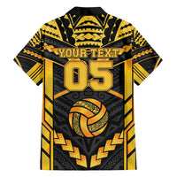 Custom Polynesia Beach Volleyball Family Matching Long Sleeve Bodycon Dress and Hawaiian Shirt Gold Polynesian Tribal Pattern - Polynesian Pride