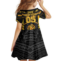 Custom Polynesia Beach Volleyball Family Matching Off The Shoulder Long Sleeve Dress and Hawaiian Shirt Gold Polynesian Tribal Pattern LT05 - Polynesian Pride