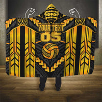 Custom Polynesia Beach Volleyball Hooded Blanket Gold Polynesian Tribal Pattern LT05 - Polynesian Pride