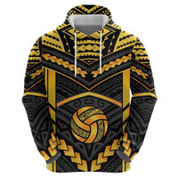 Custom Polynesia Beach Volleyball Hoodie Gold Polynesian Tribal Pattern - Polynesian Pride