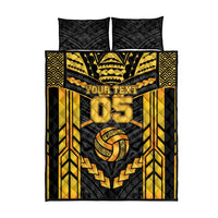 Custom Polynesia Beach Volleyball Quilt Bed Set Gold Polynesian Tribal Pattern LT05 - Polynesian Pride