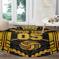 Custom Polynesia Beach Volleyball Round Carpet Gold Polynesian Tribal Pattern - Polynesian Pride