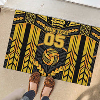 Custom Polynesia Beach Volleyball Rubber Doormat Gold Polynesian Tribal Pattern LT05 - Polynesian Pride