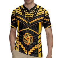 Custom Polynesia Beach Volleyball Rugby Jersey Gold Polynesian Tribal Pattern - Polynesian Pride