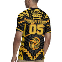 Custom Polynesia Beach Volleyball Rugby Jersey Gold Polynesian Tribal Pattern - Polynesian Pride