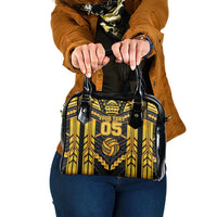 Custom Polynesia Beach Volleyball Shoulder Handbag Gold Polynesian Tribal Pattern - Polynesian Pride