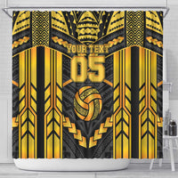 Custom Polynesia Beach Volleyball Shower Curtain Gold Polynesian Tribal Pattern - Polynesian Pride