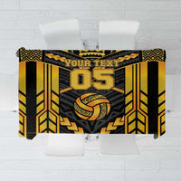 Custom Polynesia Beach Volleyball Tablecloth Gold Polynesian Tribal Pattern - Polynesian Pride