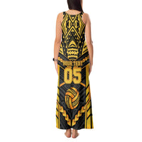Custom Polynesia Beach Volleyball Tank Maxi Dress Gold Polynesian Tribal Pattern LT05 - Polynesian Pride