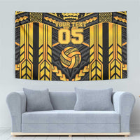 Custom Polynesia Beach Volleyball Tapestry Gold Polynesian Tribal Pattern - Polynesian Pride