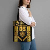 Custom Polynesia Beach Volleyball Tote Bag Gold Polynesian Tribal Pattern - Polynesian Pride