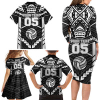 Custom Polynesia Beach Volleyball Family Matching Long Sleeve Bodycon Dress and Hawaiian Shirt Polynesian Tribal Pattern - Polynesian Pride