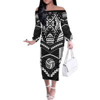 Custom Polynesia Beach Volleyball Family Matching Off The Shoulder Long Sleeve Dress and Hawaiian Shirt Polynesian Tribal Pattern - Polynesian Pride