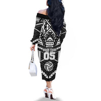 Custom Polynesia Beach Volleyball Family Matching Off The Shoulder Long Sleeve Dress and Hawaiian Shirt Polynesian Tribal Pattern - Polynesian Pride