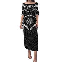 Custom Polynesia Beach Volleyball Puletasi Polynesian Tribal Pattern LT05 Long Dress Black - Polynesian Pride