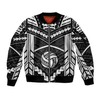 Custom Polynesia Beach Volleyball Sleeve Zip Bomber Jacket Polynesian Tribal Pattern LT05 Unisex Black - Polynesian Pride