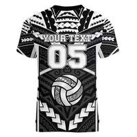 Custom Polynesia Beach Volleyball Women V-Neck T-Shirt Polynesian Tribal Pattern - Polynesian Pride