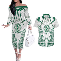 Custom Hawaii Volleyball Couples Matching Off The Shoulder Long Sleeve Dress and Hawaiian Shirt Polynesian Pattern - Polynesian Pride