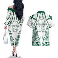 Custom Hawaii Volleyball Couples Matching Off The Shoulder Long Sleeve Dress and Hawaiian Shirt Polynesian Pattern - Polynesian Pride