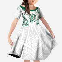 Custom Hawaii Volleyball Family Matching Mermaid Dress and Hawaiian Shirt Polynesian Pattern LT05 Daughter's Dress Teal - Polynesian Pride