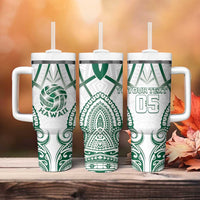 Custom Hawaii Volleyball Tumbler With Handle Polynesian Pattern - Polynesian Pride