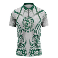 Custom Hawaii Volleyball Zipper Polo Shirt Polynesian Pattern - Polynesian Pride
