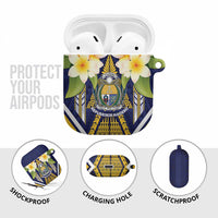 Nauru Independence Day AirPods Case Coat Of Arms With Plumeria - Polynesian Pride
