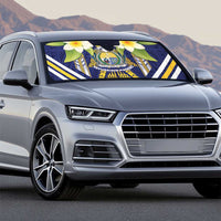 Nauru Independence Day Auto Sun Shade Coat Of Arms With Plumeria - Polynesian Pride