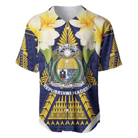 Personalised Nauru Independence Day Baseball Jersey Coat Of Arms With Plumeria - Polynesian Pride