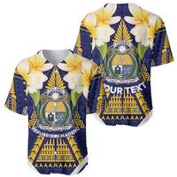 Personalised Nauru Independence Day Baseball Jersey Coat Of Arms With Plumeria - Polynesian Pride