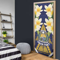 Personalised Nauru Independence Day Door Cover Coat Of Arms With Plumeria - Polynesian Pride