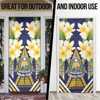 Personalised Nauru Independence Day Door Cover Coat Of Arms With Plumeria - Polynesian Pride