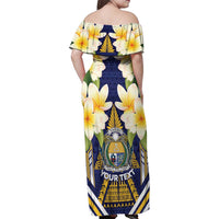 Personalised Nauru Independence Day Family Matching Off Shoulder Maxi Dress and Hawaiian Shirt Coat Of Arms With Plumeria LT05 - Polynesian Pride